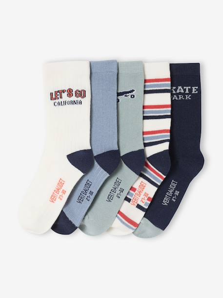Lot de 5 paires de chaussettes 'Skate' garçon écru - vertbaudet enfant 