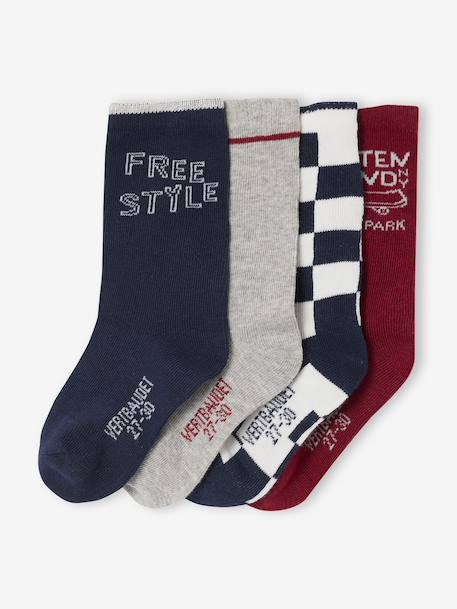 Lot de 4 paires de chaussettes 'Skate' garçon marine - vertbaudet enfant 