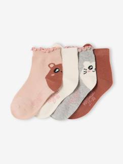Fille-Sous-vêtement-Lot 4 Mi-Chaussettes Fille Motif Animalier