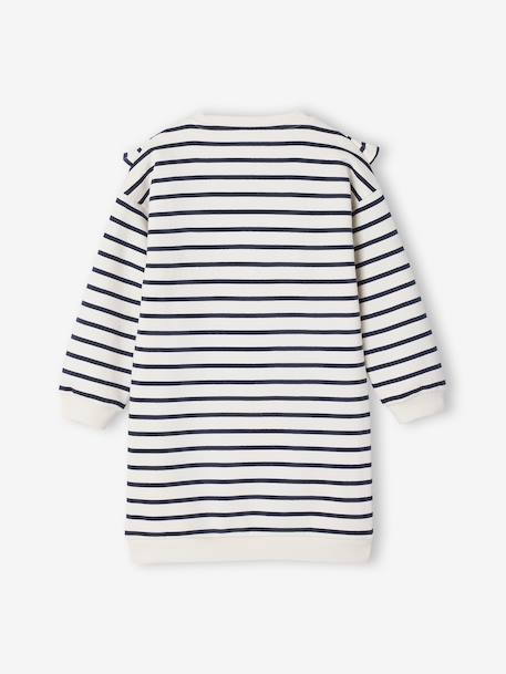 Robe en molleton à volant fille écru+vanille+vert émeraude - vertbaudet enfant 