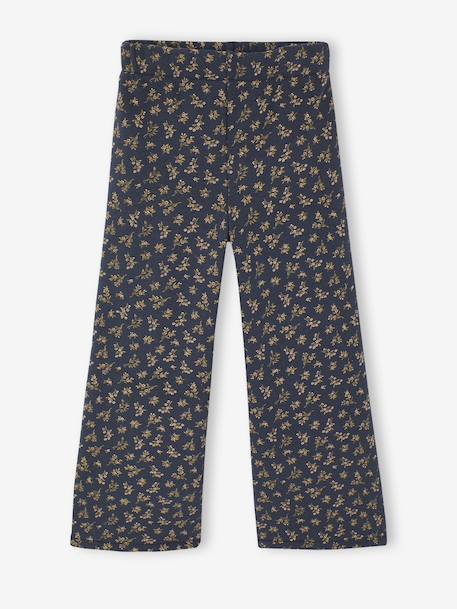Wijde fleece legging voor meisjes bruin, bedrukt+marineblauw - vertbaudet enfant 