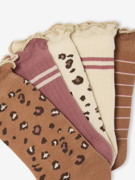 Lot de 5 paires de chaussettes « léopard » fille cannelle - vertbaudet enfant 
