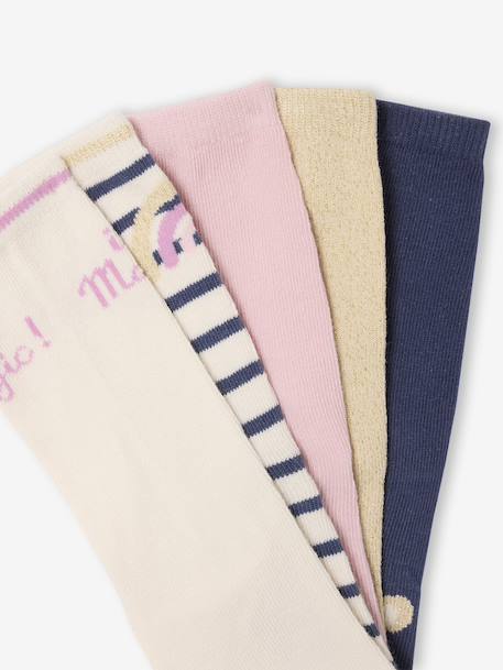 Lot de 5 paires de chaussettes « licorne » fille marine - vertbaudet enfant 