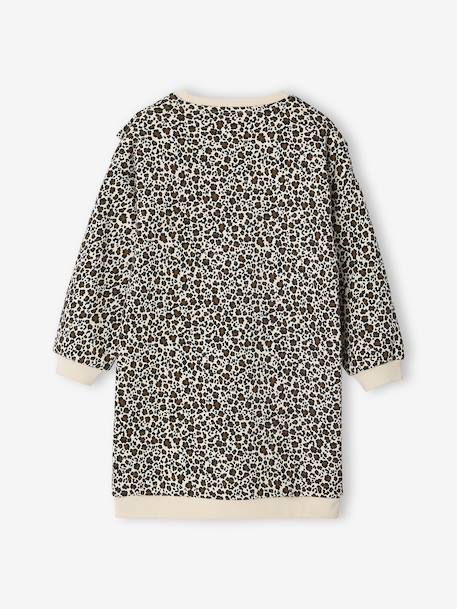 Robe en molleton à volant fille écru+vanille+vert émeraude - vertbaudet enfant 