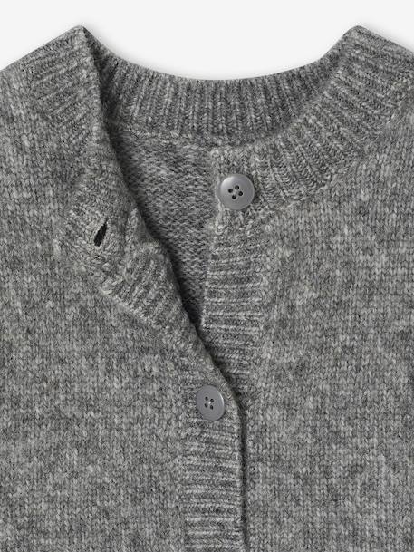 Gilet fille maille mousseuse gris chiné+rose chiné+vanille - vertbaudet enfant 