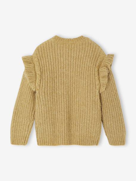 Pull fille à volants et torsades beige doré - vertbaudet enfant 