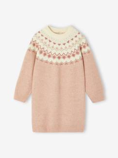 Meisje-Jurk-Jacquard meisjesjurk van tricotbreisel