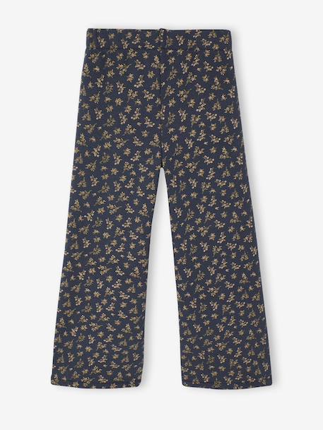 Wijde fleece legging voor meisjes bruin, bedrukt+marineblauw - vertbaudet enfant 
