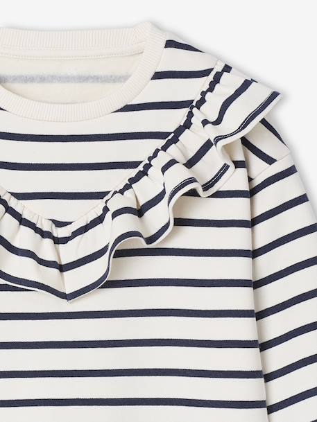 Robe en molleton à volant fille écru+vanille+vert émeraude - vertbaudet enfant 