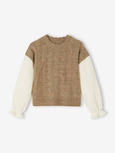 Fille-Pull, gilet, sweat-Pull fille 2 en 1 manches en gaze de coton 
