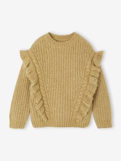 Meisje-Trui, vest, sweater-Trui met ruches en kabels voor meisjes 