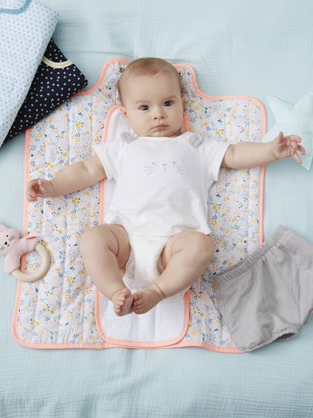 Tapis à langer de voyage gris chiné+MARINE IMPRIME - vertbaudet enfant 