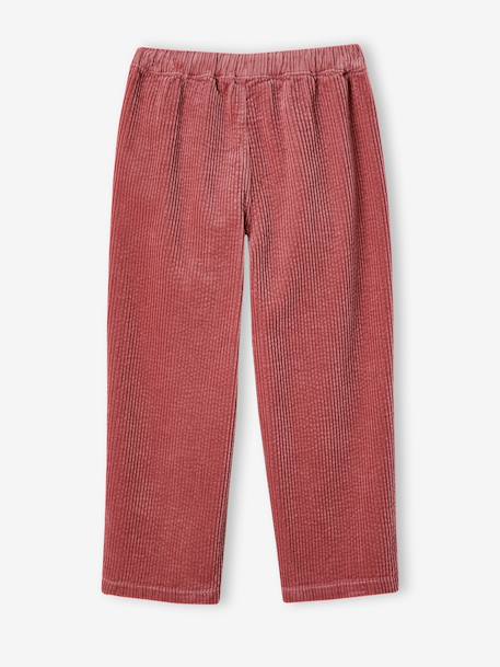 Meisjesbroek van fluweel / velours met losse pasvorm bordeauxrood+chocoladebruin+oudroze - vertbaudet enfant 