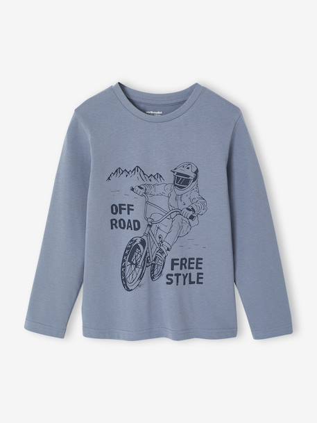 Basics T-shirt met lange mouwen voor jongens met een speels of grafisch motief dennen+ecru+gemêleerd wit+middenblauw+mosterdgeel+nachtblauw - vertbaudet enfant 