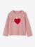 T-shirt fille animation coeur fille manches longues blush+écru - vertbaudet enfant 