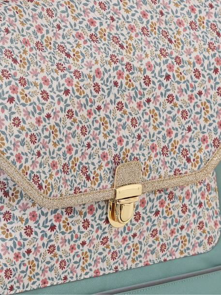 Cartable fille personnalisable + trousse imprimé fleuri Bergamotte vert sauge - vertbaudet enfant 
