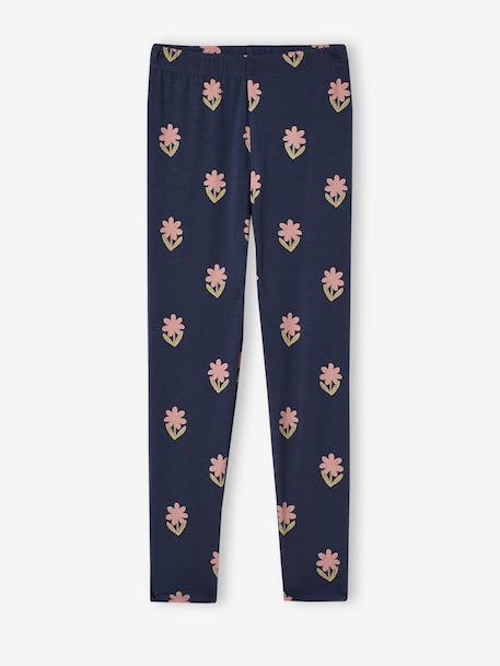 Lot de 2 leggings fille Basics anthracite+beige+bleu nuit+marron imprimé - vertbaudet enfant 