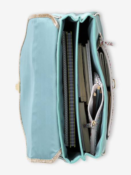 Personaliseerbare schooltas BERGAMOTTE + etui met bloemenprint voor meisjes saliegroen - vertbaudet enfant 