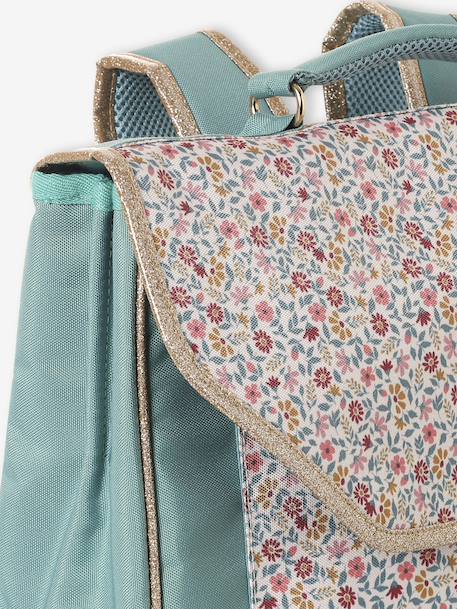 Personaliseerbare schooltas BERGAMOTTE + etui met bloemenprint voor meisjes saliegroen - vertbaudet enfant 