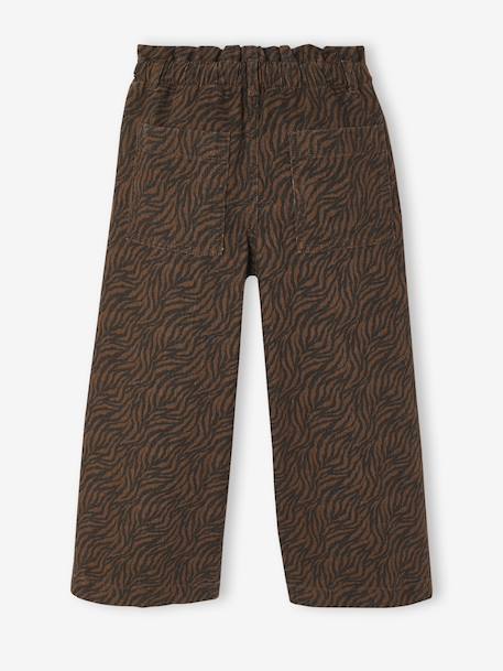 Wijde 'paperbag' meisjesbroek met luipaardprint beige+chocoladebruin - vertbaudet enfant 