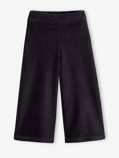 Pantalon fille large en velours anthracite+marron+prune - vertbaudet enfant 