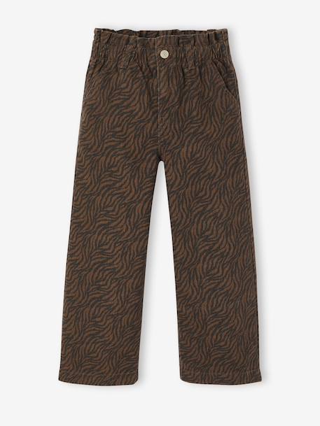 Pantalon fille large imprimé beige+chocolat - vertbaudet enfant 