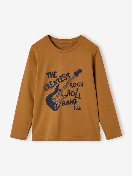 Basics T-shirt met lange mouwen voor jongens met een speels of grafisch motief dennen+ecru+gemêleerd wit+middenblauw+mosterdgeel+nachtblauw - vertbaudet enfant 