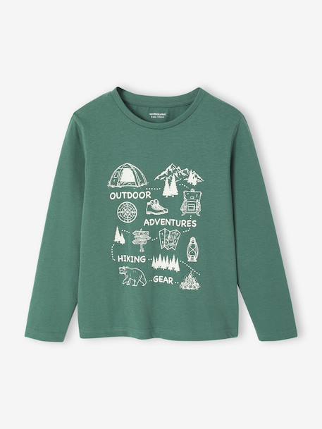 Basics T-shirt met lange mouwen voor jongens met een speels of grafisch motief dennen+ecru+gemêleerd wit+middenblauw+mosterdgeel+nachtblauw - vertbaudet enfant 