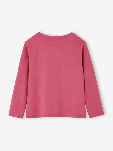 T-shirt fille imprimé manches longues écru+framboise+marine - vertbaudet enfant 