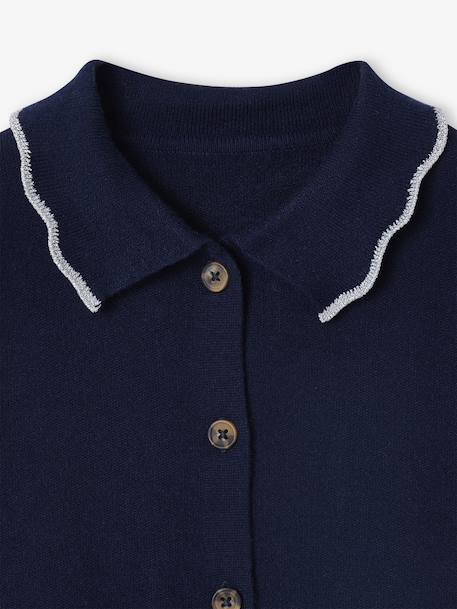 Gilet fille col fantaisie marine - vertbaudet enfant 