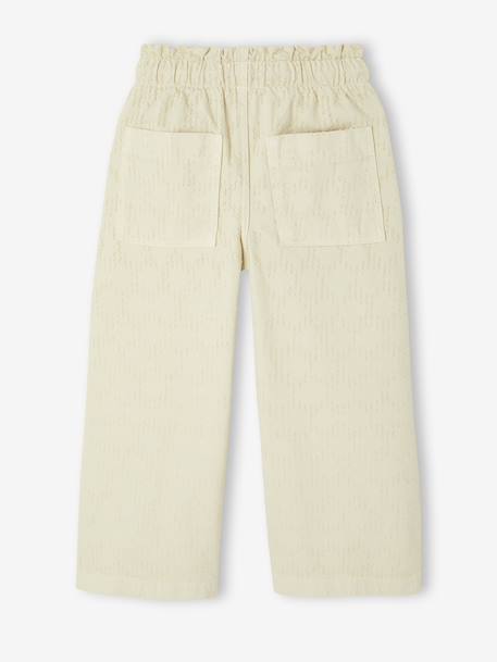 Pantalon fille large plumetis écru - vertbaudet enfant 