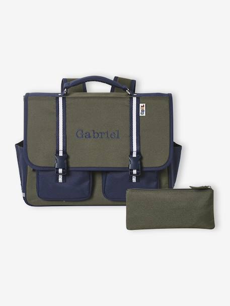 Schooltas + etui 'cool school' voor jongens blauw+kaki - vertbaudet enfant 