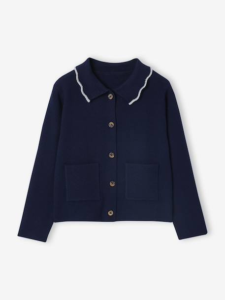 Fille-Pull, gilet, sweat-Gilet-Gilet fille col fantaisie 