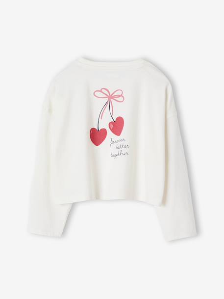 Tee-shirt crop top fille manches longues anthracite+écru - vertbaudet enfant 