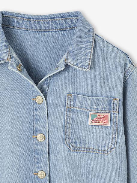 Spijkerblouse voor meisjes met losse pasvorm lichtblauw - vertbaudet enfant 