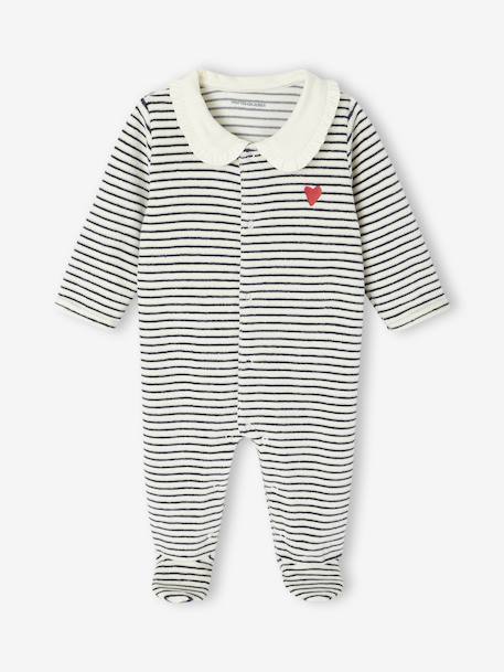 Lot de 3 pyjamas bébé fille 'coeurs' en velours bleu nuit - vertbaudet enfant 