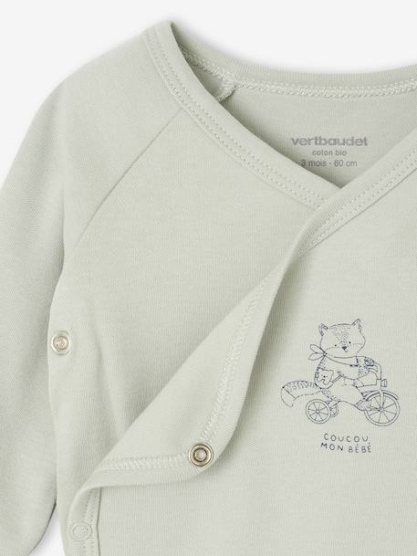 Set van 2 body's met lange mouwen en opening voor pasgeborenen beige+blauwgroen+rozen - vertbaudet enfant 