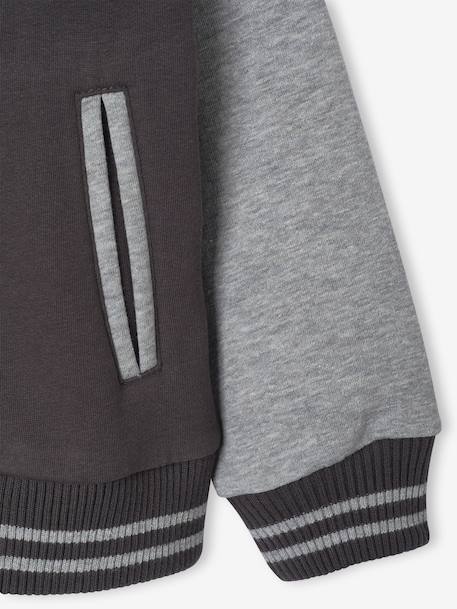 Sweat garçon molleton style teddy badge en bouclettes. anthracite+marine+vert sapin - vertbaudet enfant 