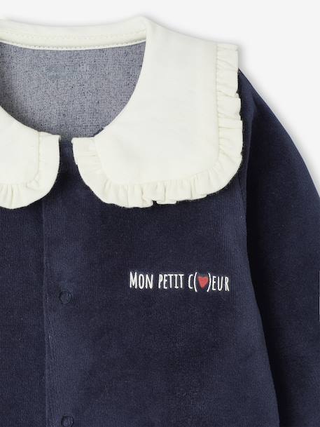 Set van 3 babyslaappakje voor pasgeborenen 'coeurs' in fluweel / velours nachtblauw - vertbaudet enfant 