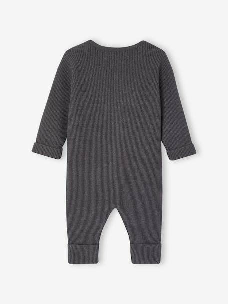 Geribde babypyjama met lange mouwen antraciet+gechineerd beige+gemêleerd grijs - vertbaudet enfant 
