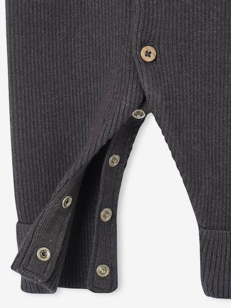 Geribde babypyjama met lange mouwen antraciet+gechineerd beige+gemêleerd grijs - vertbaudet enfant 