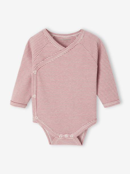 Lot de 3 bodies rayés ouverture naissance rose - vertbaudet enfant 