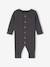Geribde babypyjama met lange mouwen antraciet+gechineerd beige+gemêleerd grijs - vertbaudet enfant 