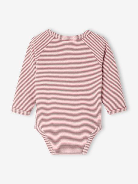Lot de 3 bodies rayés ouverture naissance rose - vertbaudet enfant 
