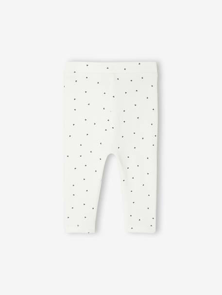 Set van 2 leggings Basics: 1 effen + 1 bedrukt ecru - vertbaudet enfant 