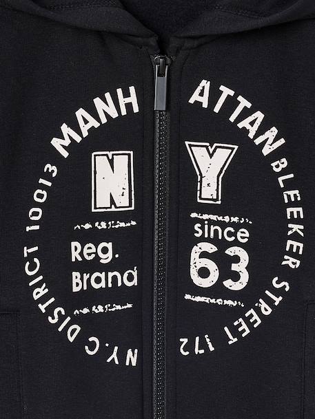 Sweat garçon zippé à capuche sport anthracite+BLEU FONCE UNI AVEC DECOR+vert sapin - vertbaudet enfant 