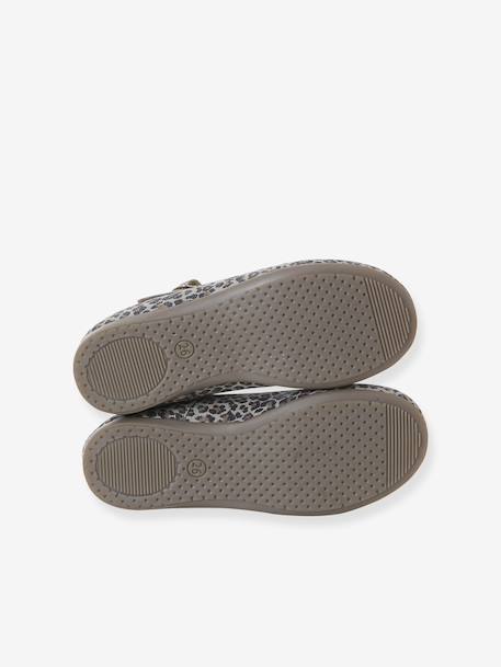 Ballerines cuir fille beige imprimé+or - vertbaudet enfant 