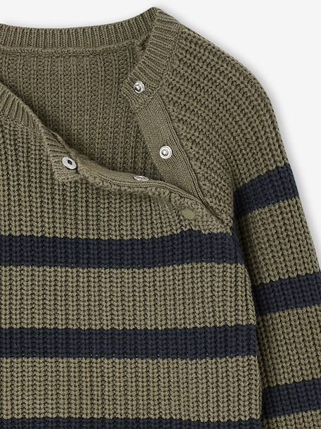 Pull garçon rayé caramel+écru+encre+kaki - vertbaudet enfant 