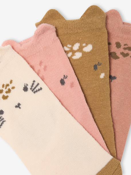 Lot de 4 paires de chaussettes 'animaux' bébé rose - vertbaudet enfant 