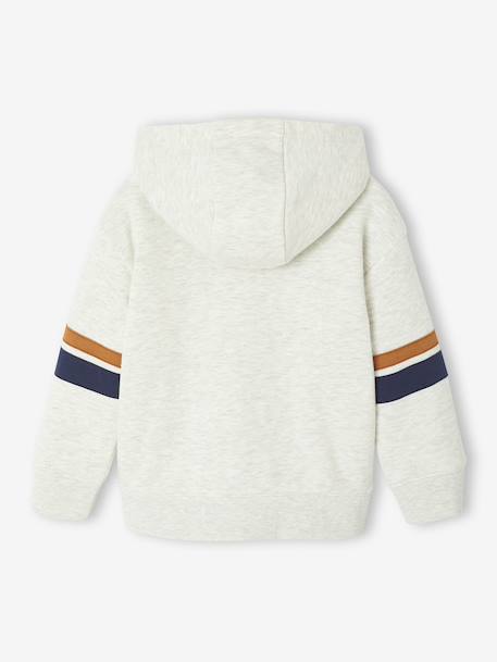 Sweat garçon zippé à capuche doublé sherpa blanc chiné+marine - vertbaudet enfant 